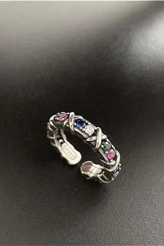 Y2K Colorful Diamond Cross Ring