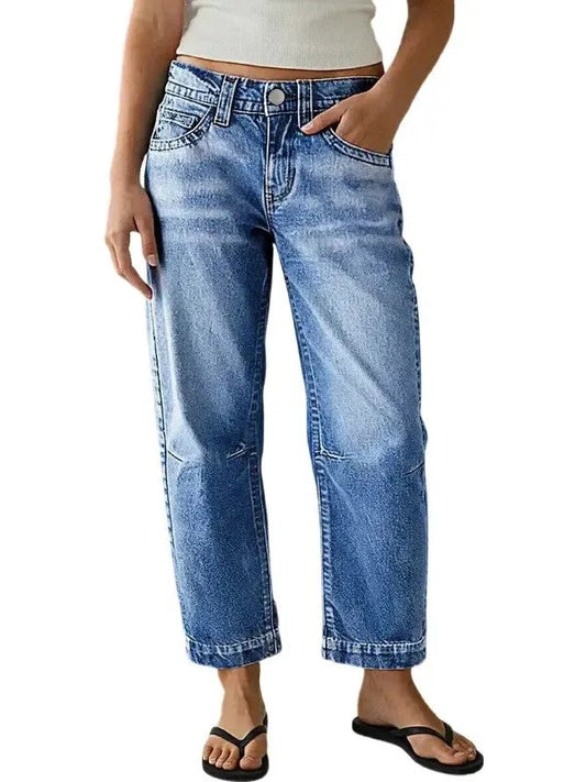 Women's Baggy Cropped Denim Jeans