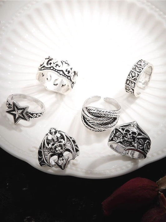 Punk Dark Bat Crown Ring