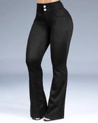 Button Front Butt Lifting Flare Jeans