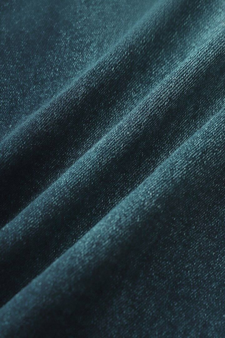 Washed Raw Hem Mid Waist Straight Leg Jeans