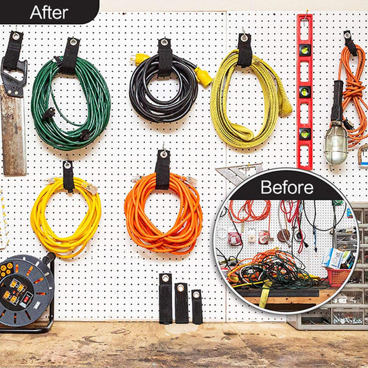 Heavy-Duty 12-Pack Extension Cord Organizer Straps – Adjustable Hook & Loop Cable Storage for Garage, RV, Workshop, Garden Hoses & Tools (Tangle-Free Space Saver, Indoor & Outdoor Use)