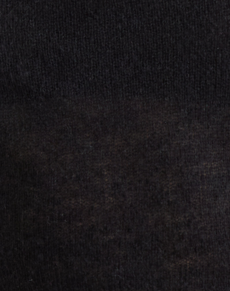 Aika Long Sleeve Top in Sheer Knit Black