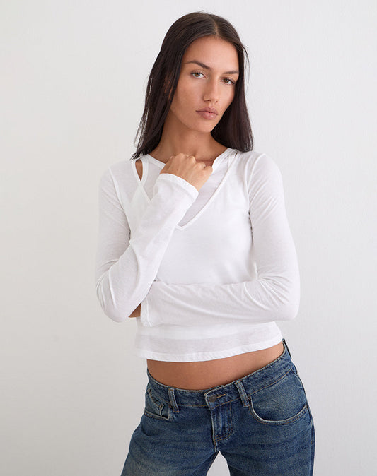 Cak Long Sleeve Top in Tissue Jersey White