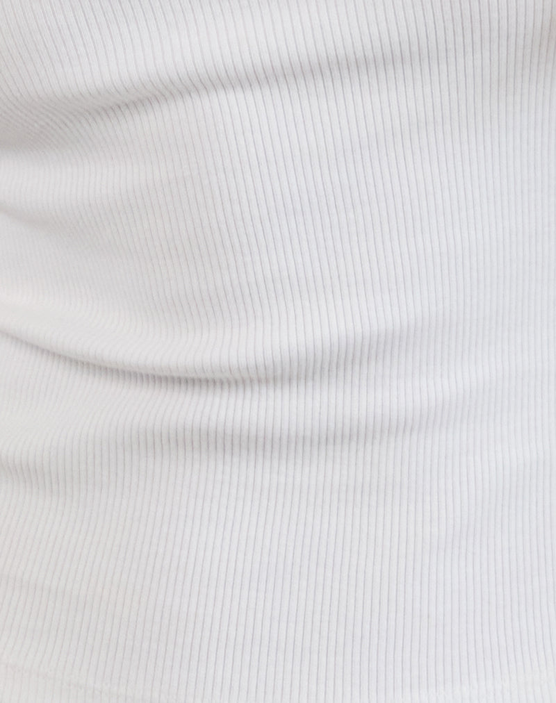 Cariter Racer Vest Top in Ribbed White