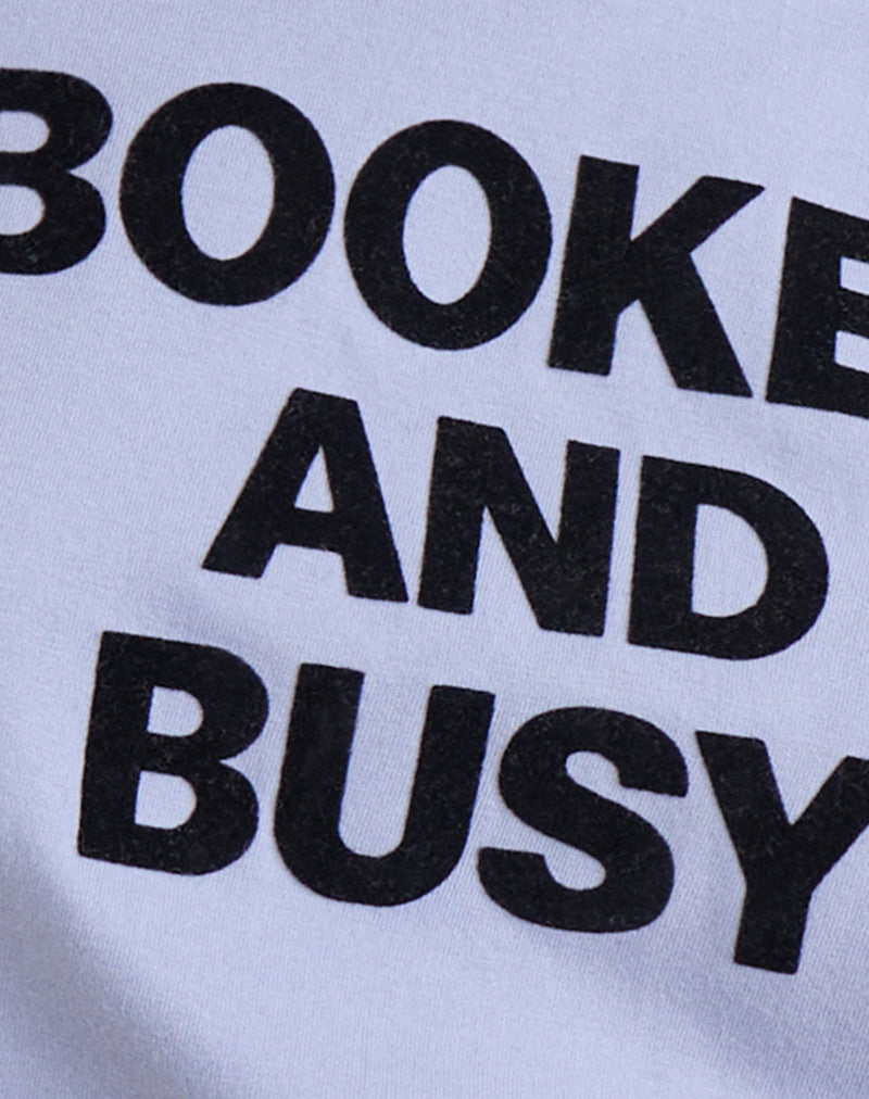 Clio Baggy Tee in Lilac with Booked and Busy Slogan