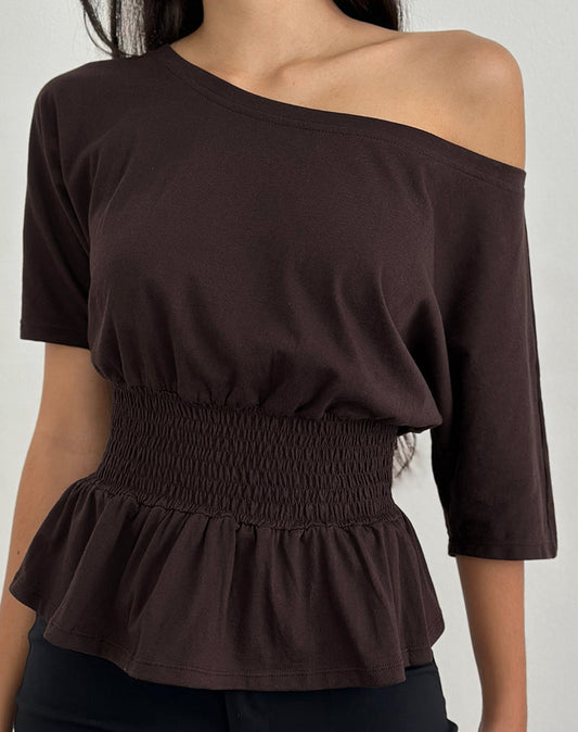 Domani Off the Shoulder Top in Chocolate