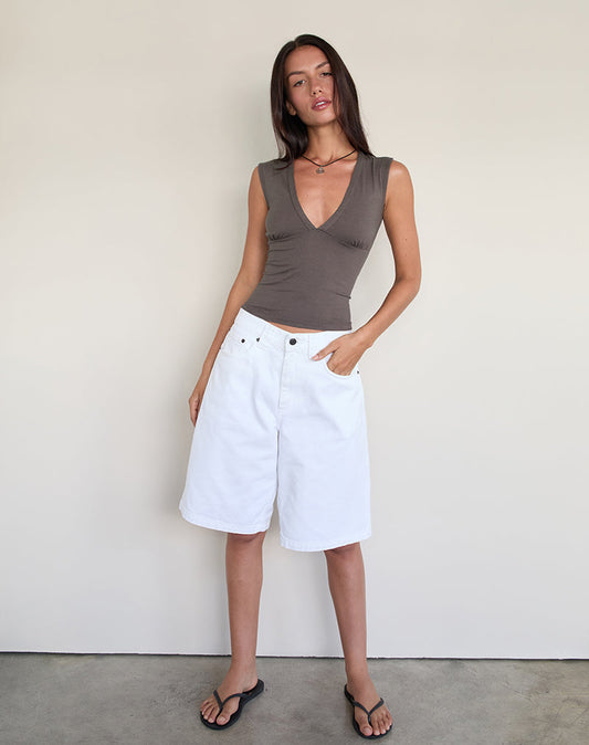 Emberly Plunge Top in Peppercorn