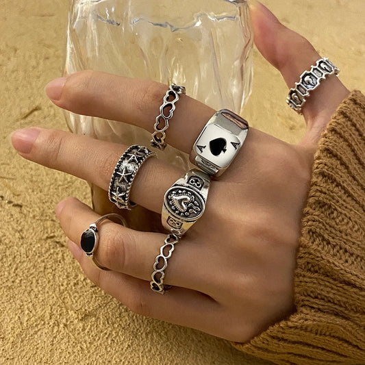 Gothic Heart Snake Animal Skull Ring
