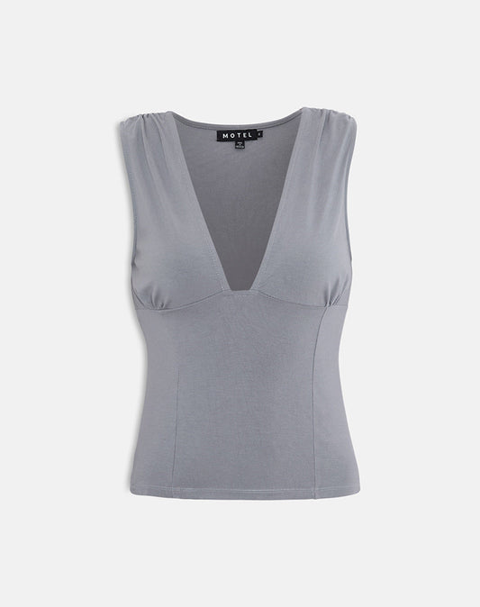 Lynod Plunge Top in Grey