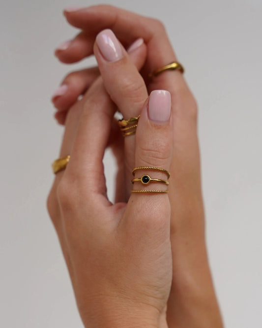 Aarya - Ring - Natural Stone - Stainless Steel - Adjustable