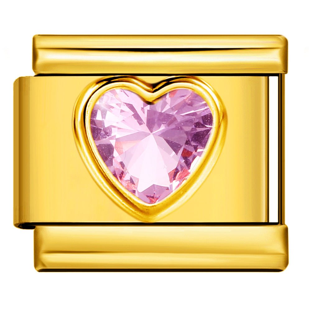 Pink Gem Heart Charm