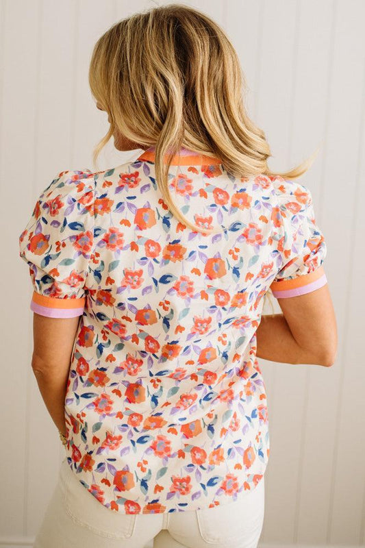 Pop of Floral Contrast Top