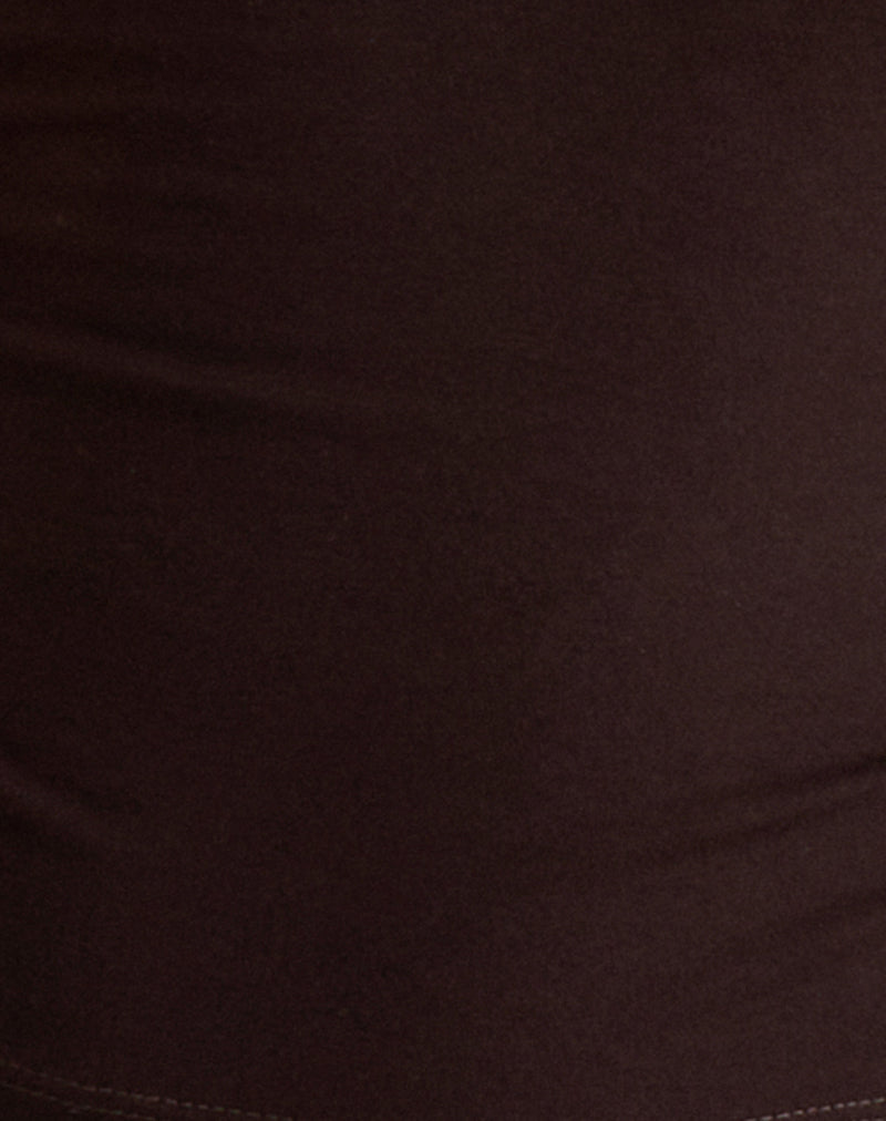 Raceline Halterneck Top in Rayon Jersey Chocolate Brown