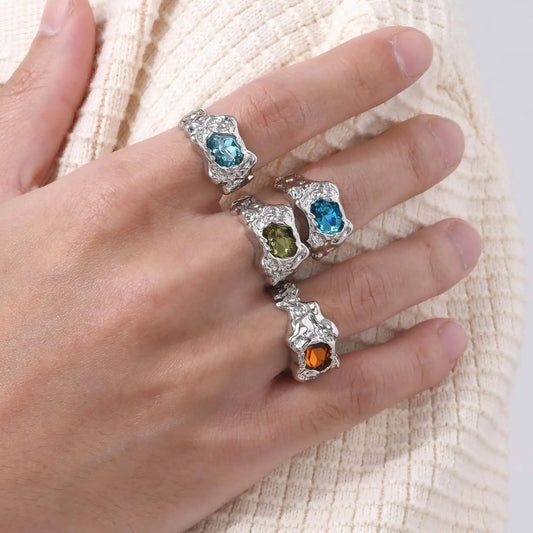 Lava Colorful Zircon Gothic Ring