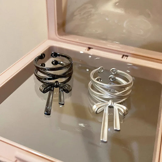 Bow Ribbon Gothic Adjustable Ring