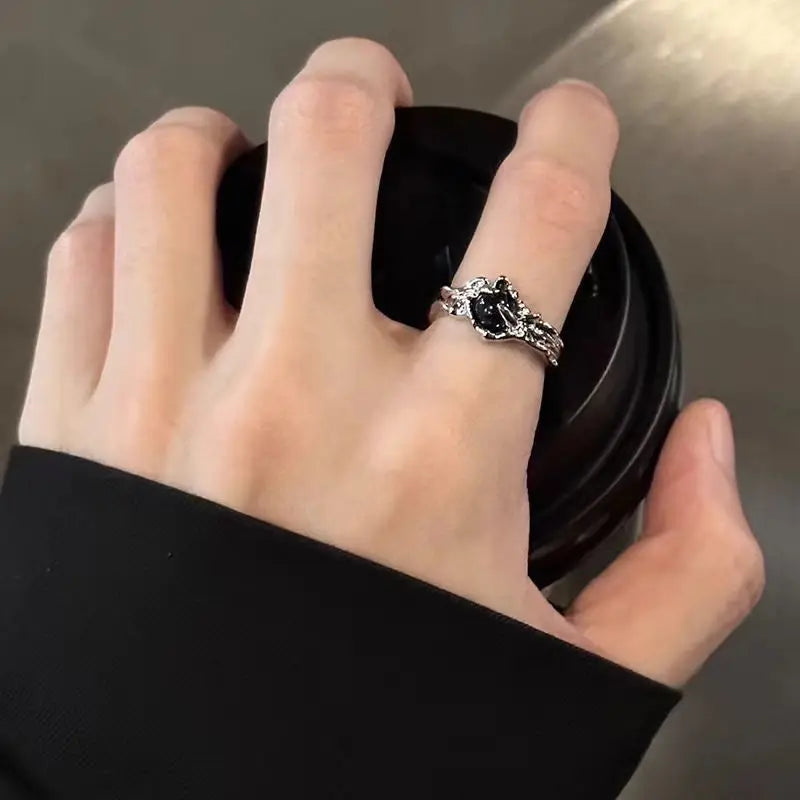 Silver Thorn Gothic Crystal Ring