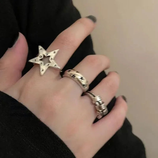 Geometric Star Pentagram Gothic Ring