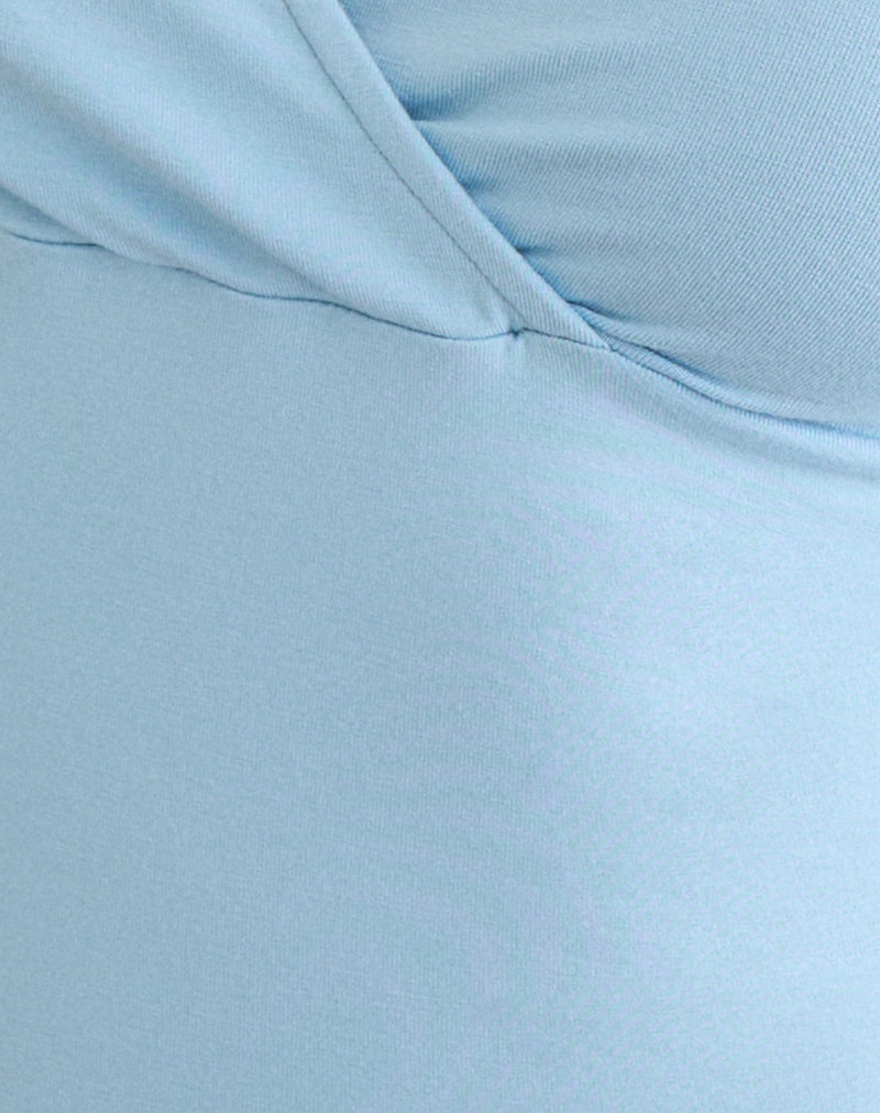 Trudis Wrap Top in Jersey Cool Blue