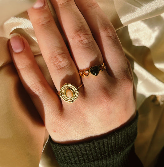 Livia - Ring - Natural Stone - Stainless Steel - Adjustable