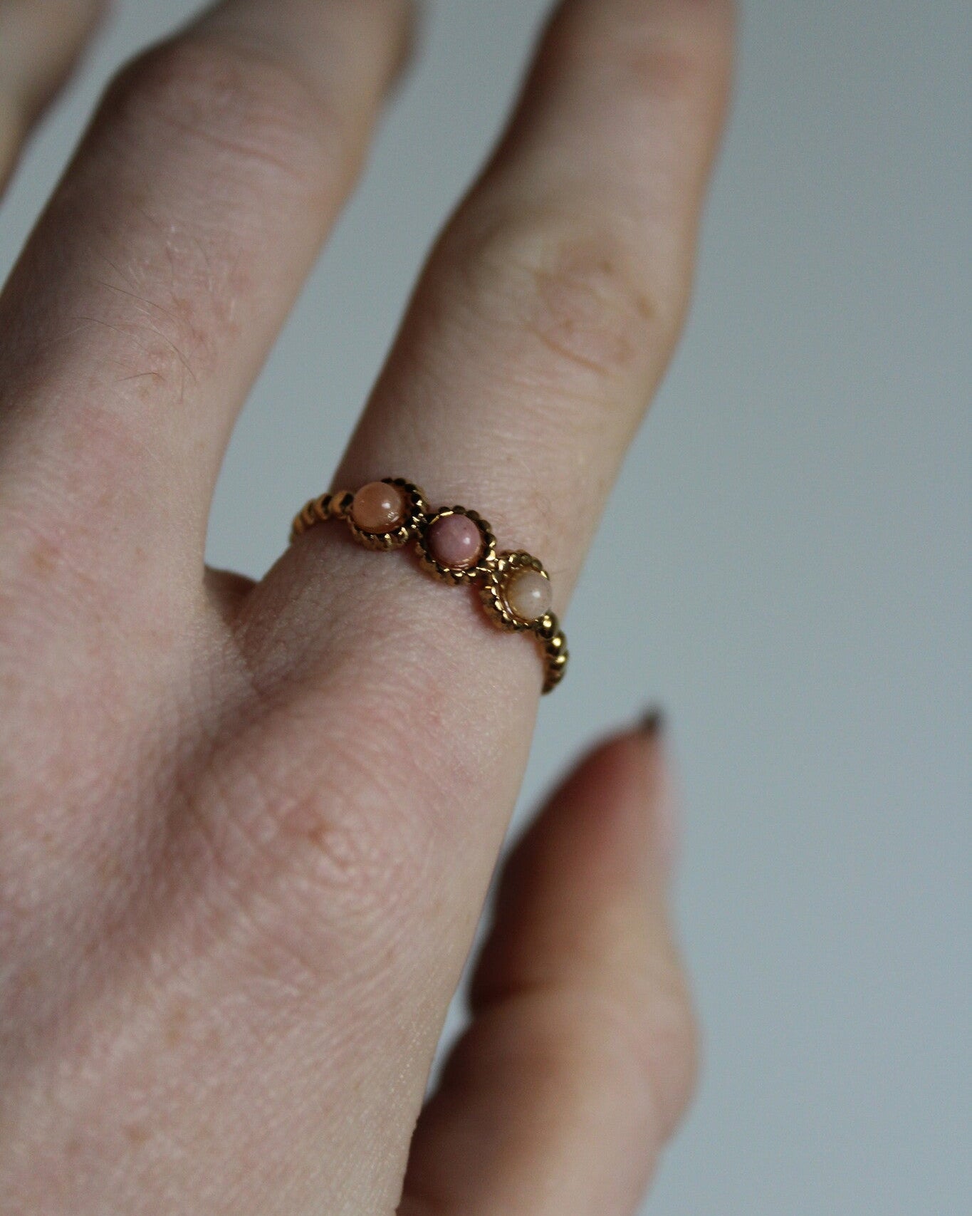Demi - Ring - Natural Stone - Stainless Steel - Adjustable