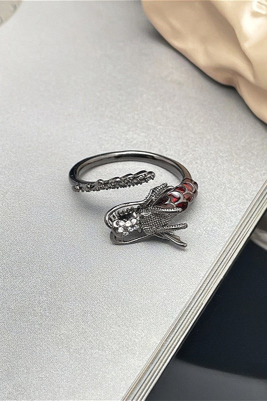 Gothic Dark Style Red Diamond Ring