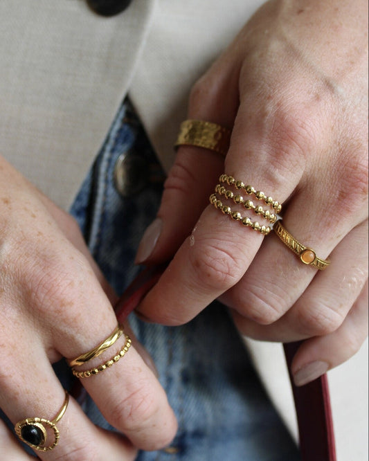 Zosia - Ring - Natural Stone - Stainless Steel - Adjustable