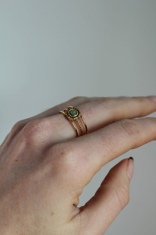Francis - Ring - Natural Stone - Stainless Steel - Adjustable