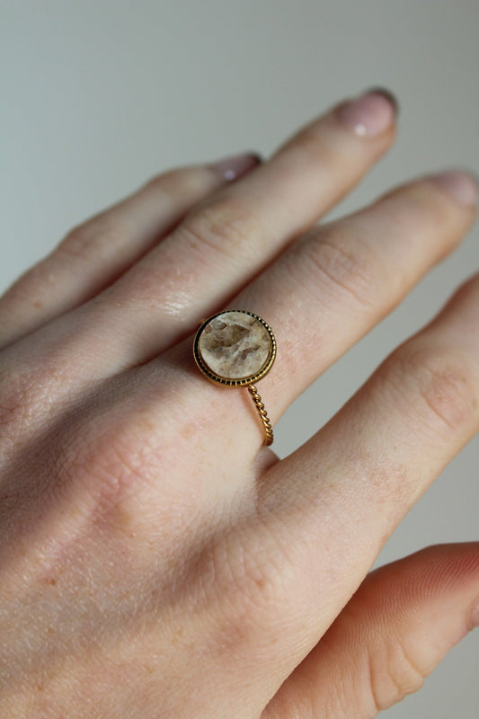 Caya - Ring - Natural Stone - Stainless Steel - Adjustable