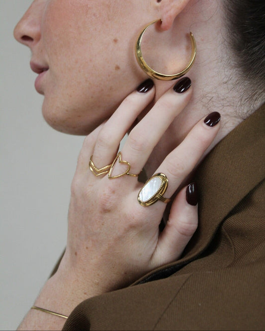 Double Wave - Ring - Stainless Steel - Adjustable