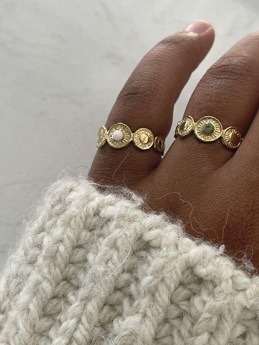 Mariana - Ring - Natural Stone - Stainless Steel - Adjustable