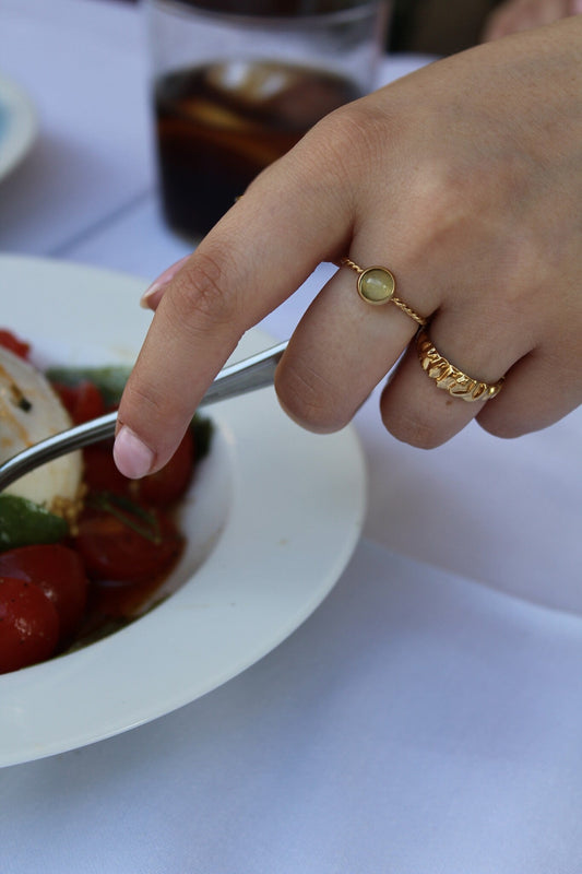 Alisa- Ring - Stainless Steel - Natural stone - Adjustable