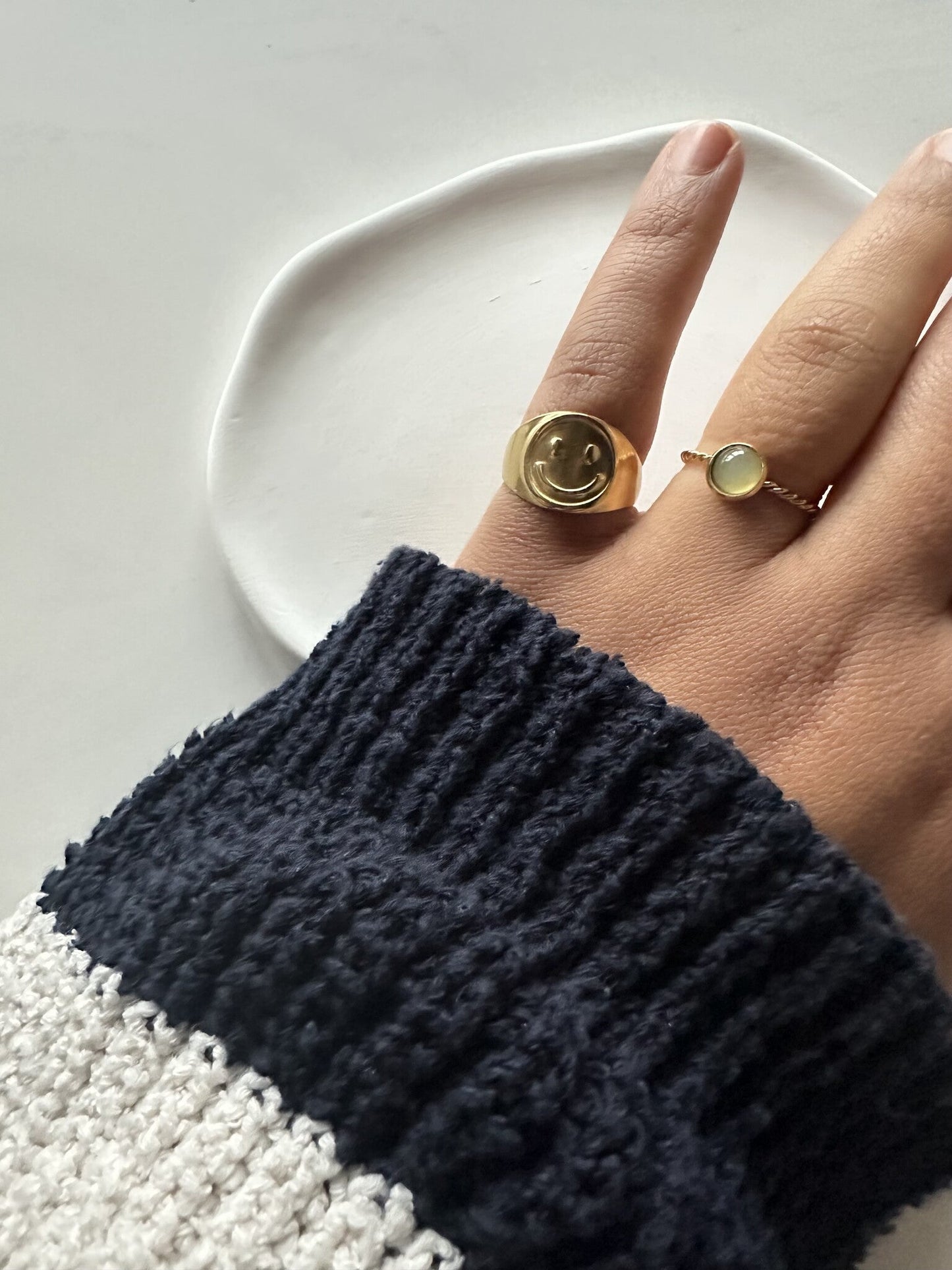 Alisa- Ring - Stainless Steel - Natural stone - Adjustable