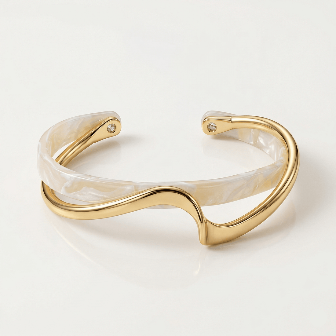 White opal elegant golden bracelet