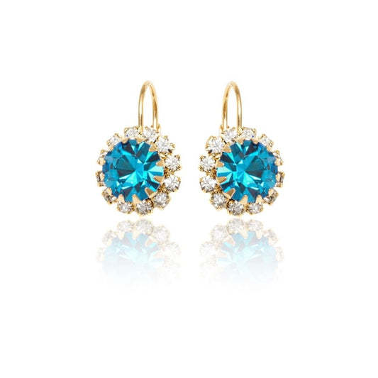 18K Gold Plated Crystal Flower Huggie Earrings