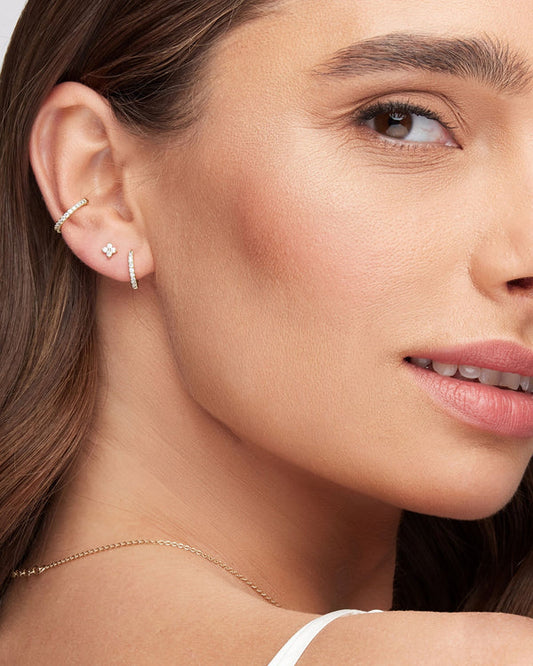 Paved Zircon Huggie Hoop Earring Set