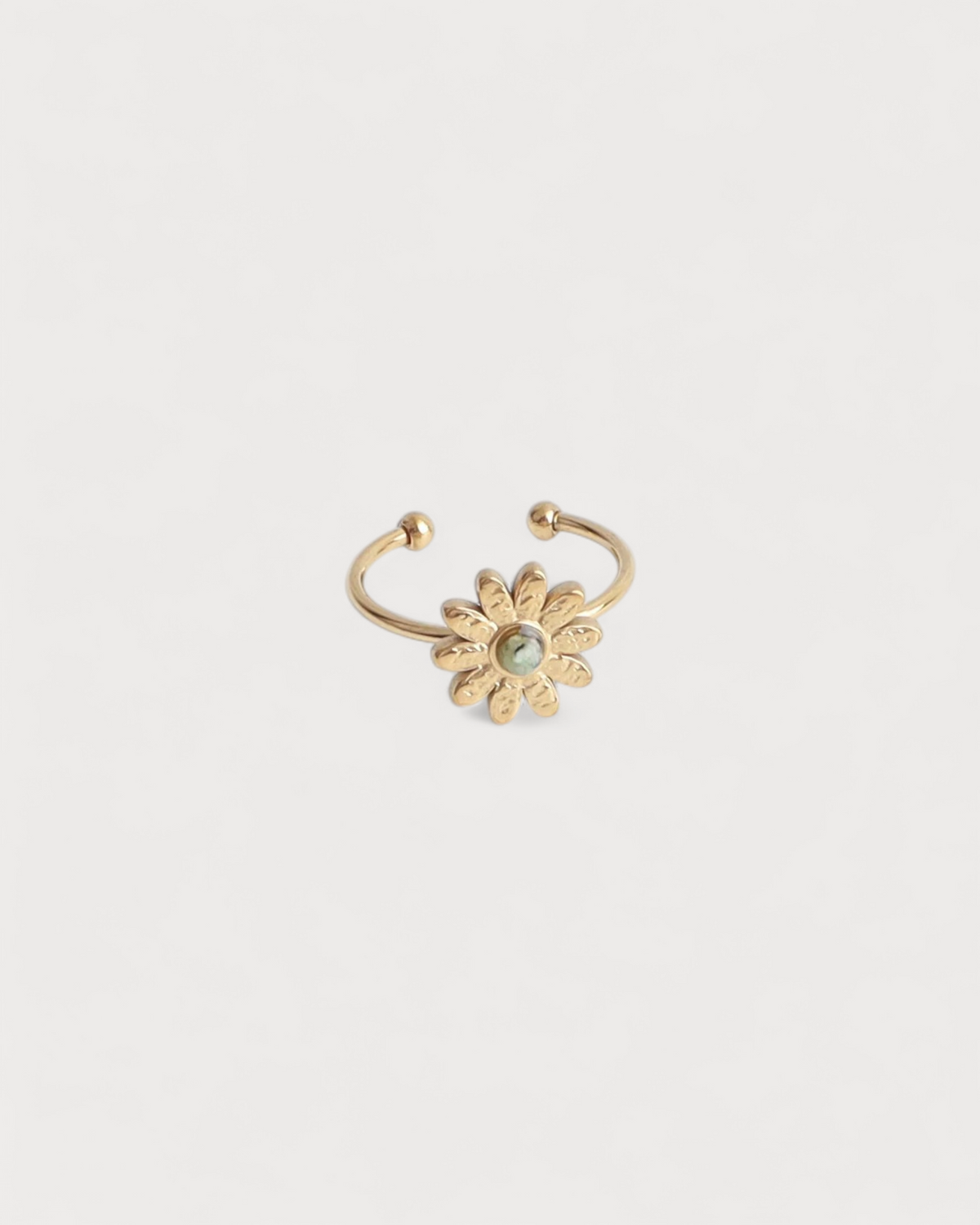 Daisy - Ring - Natural Stone - Stainless Steel - Adjustable