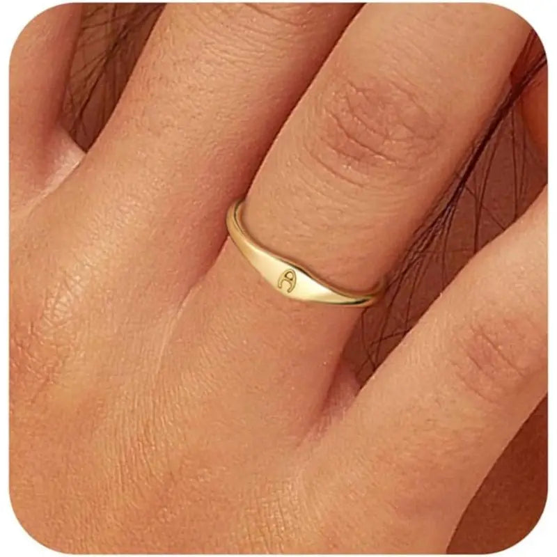 14K Gold Filled Initial Ring – Dainty Letter Band for Women