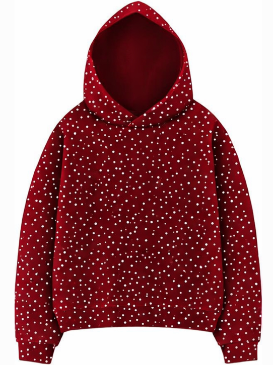Women's Glitter Long Sleeve Hoodie in Red