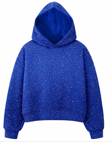 Women's Glitter Long Sleeve Hoodie in Blue