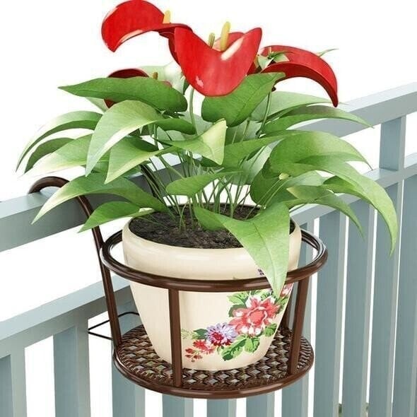 🌿 No-Drill Hanging Plant Stand – Strong Metal Balcony Railing Flower Holder (Up to 27.5 lbs Load)