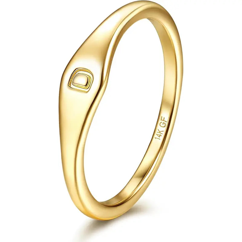 14K Gold Filled Initial Ring – Dainty Letter Band for Women