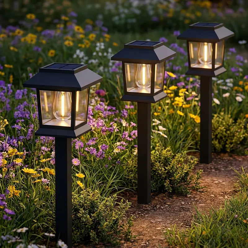 ✨12PCS Solar Pathway Lights – Warm White Waterproof Outdoor Garden Lighting