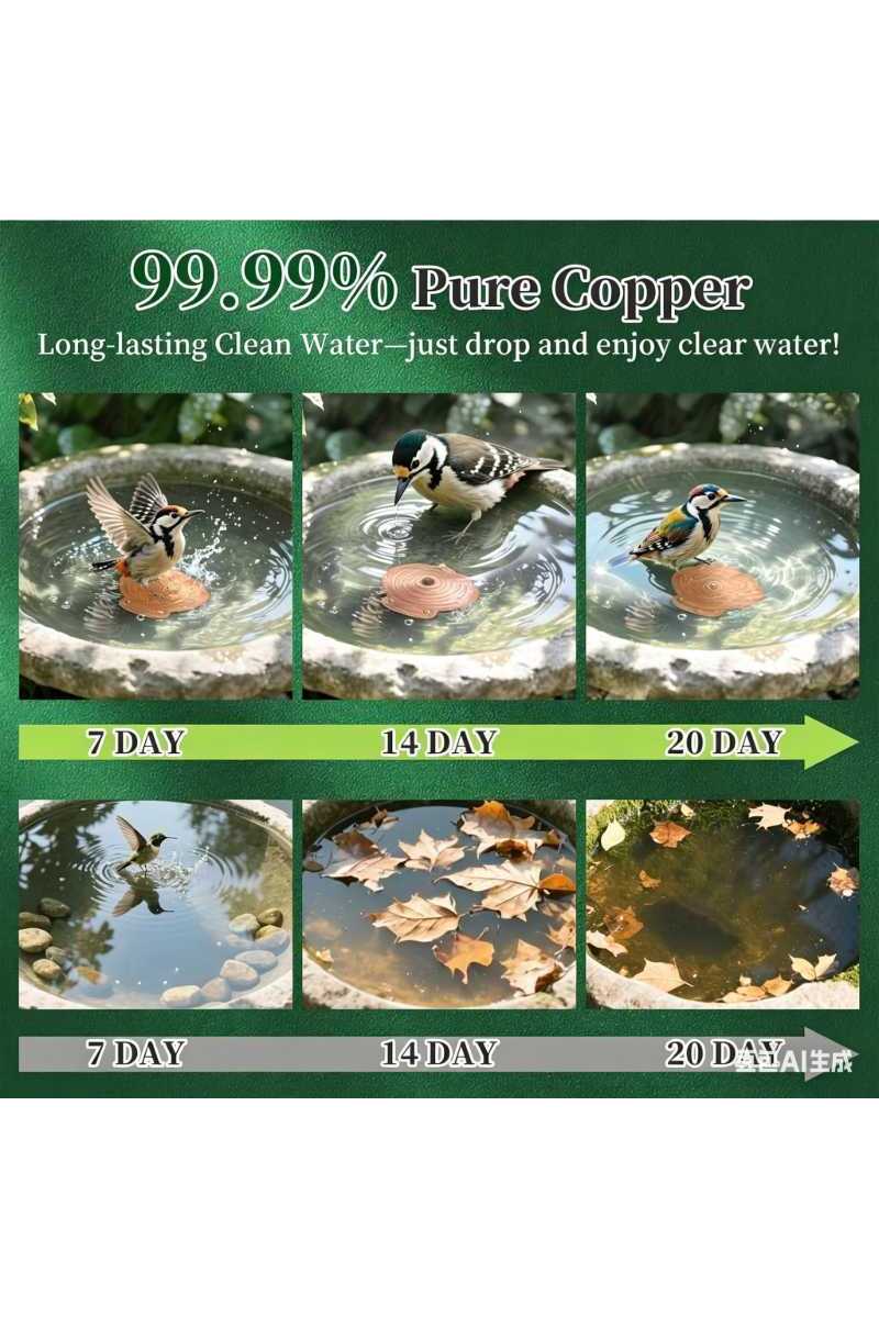 Bandeja de cobre para bebedero de pájaros