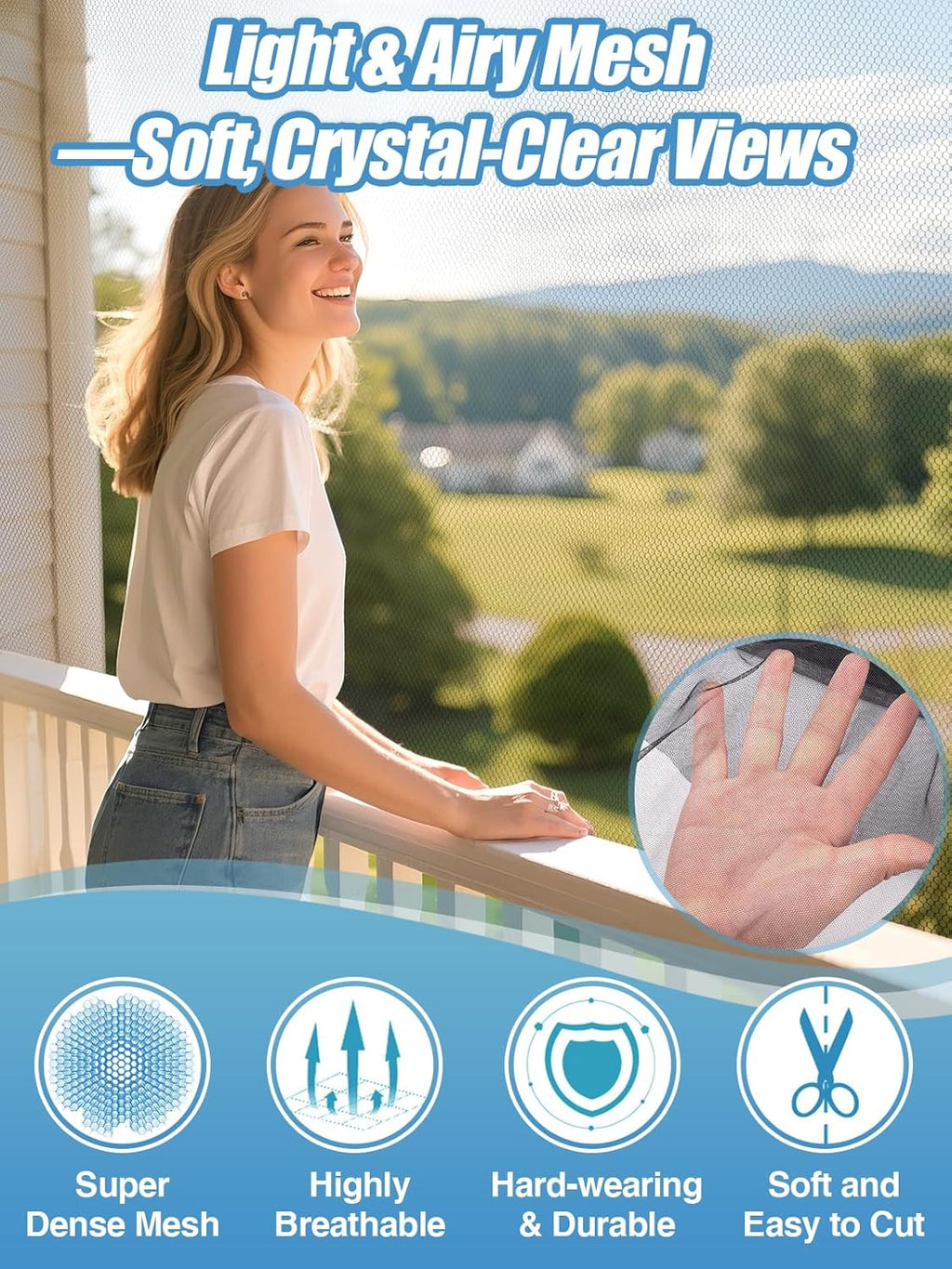Mosquitera de Protección de Verano – Malla Transpirable Anti-Insectos para Patios, Balcones, Jardines y Espacios Exteriores 🦟☀️