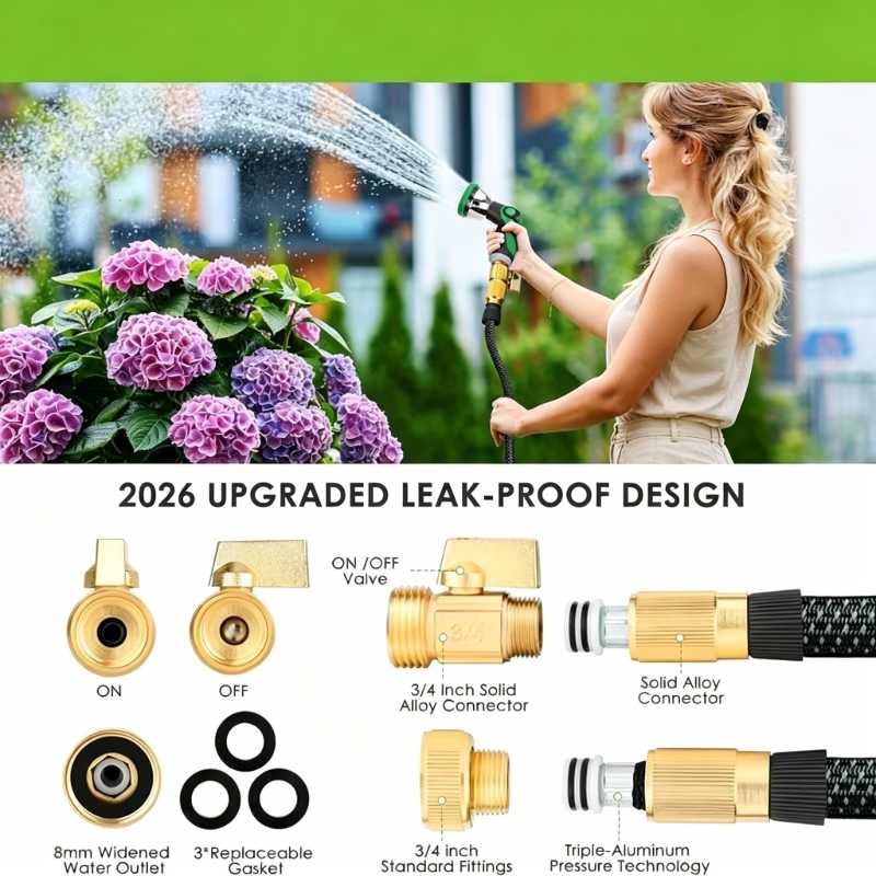 💦 Ultra-Flexible Expanding Water Hose – Kink-Free 3X Stretch Garden Hose with Multi-Function Spray Gun