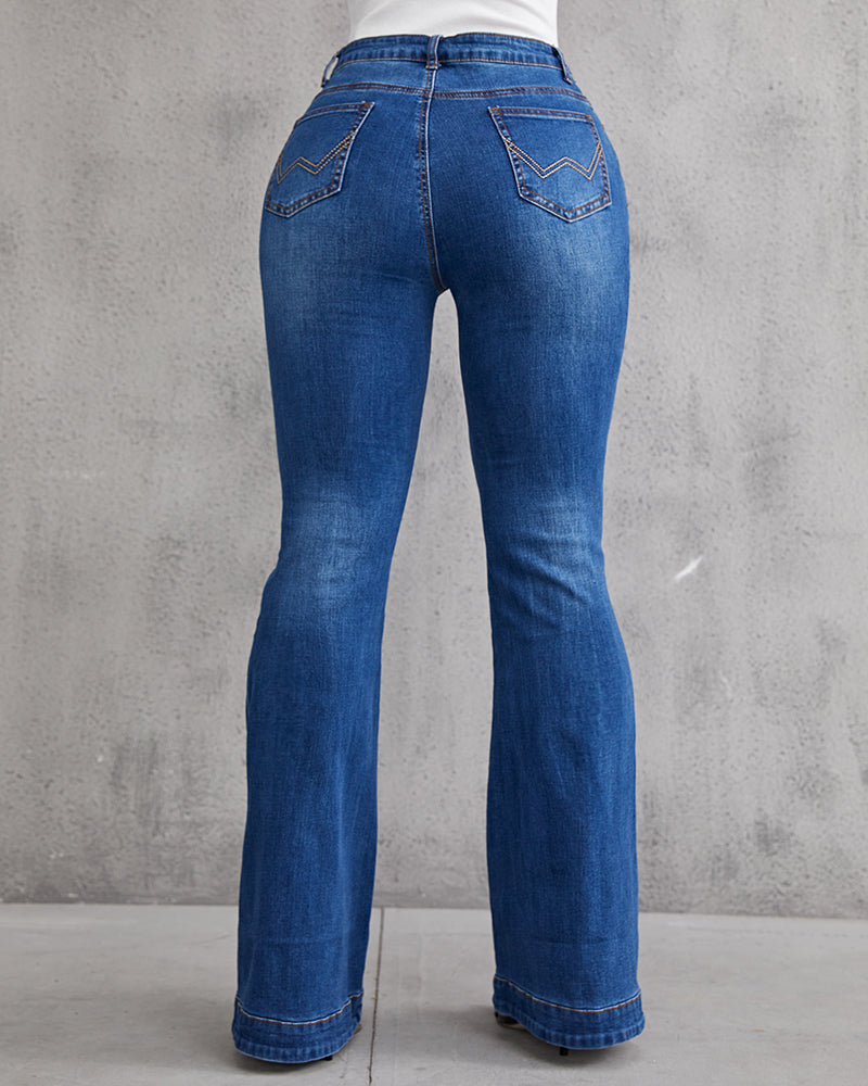 90s Vintage Classic Flare Hem High Waist Jeans