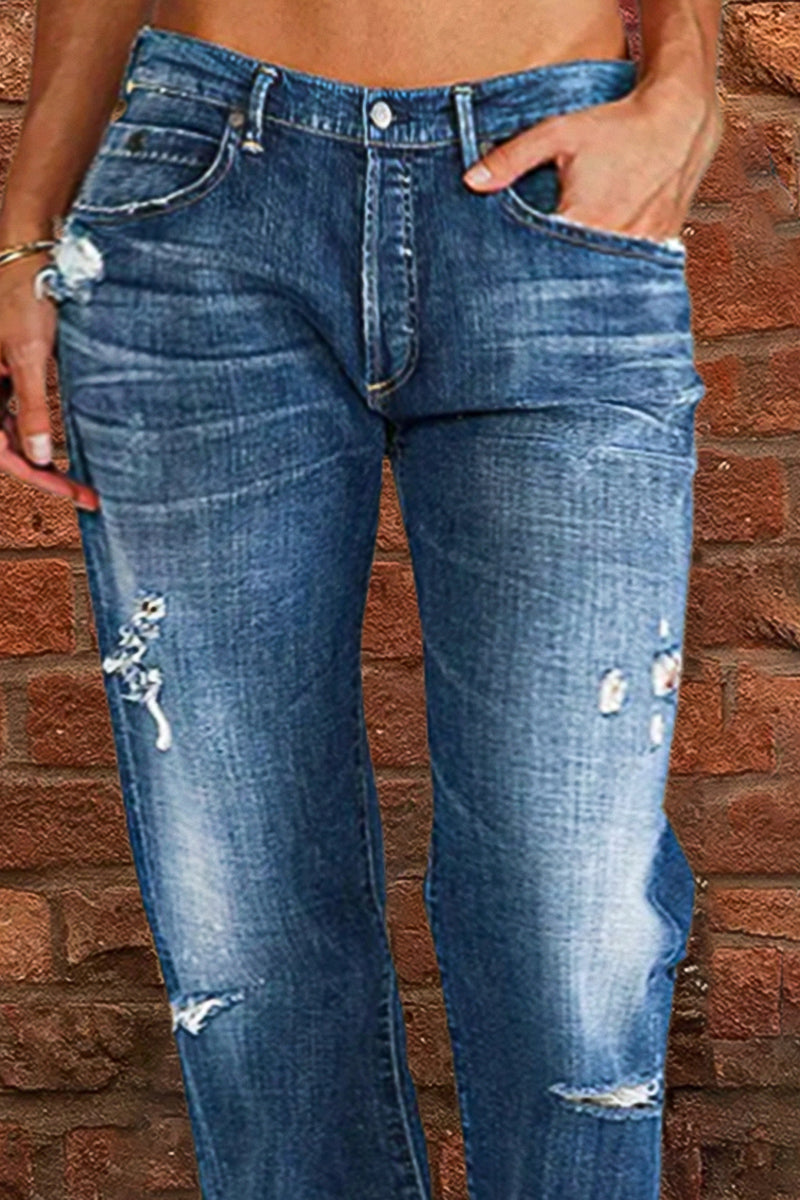 New Style Ripped Low Waist Straight Leg Jeans(Buy 2 Free Shipping)