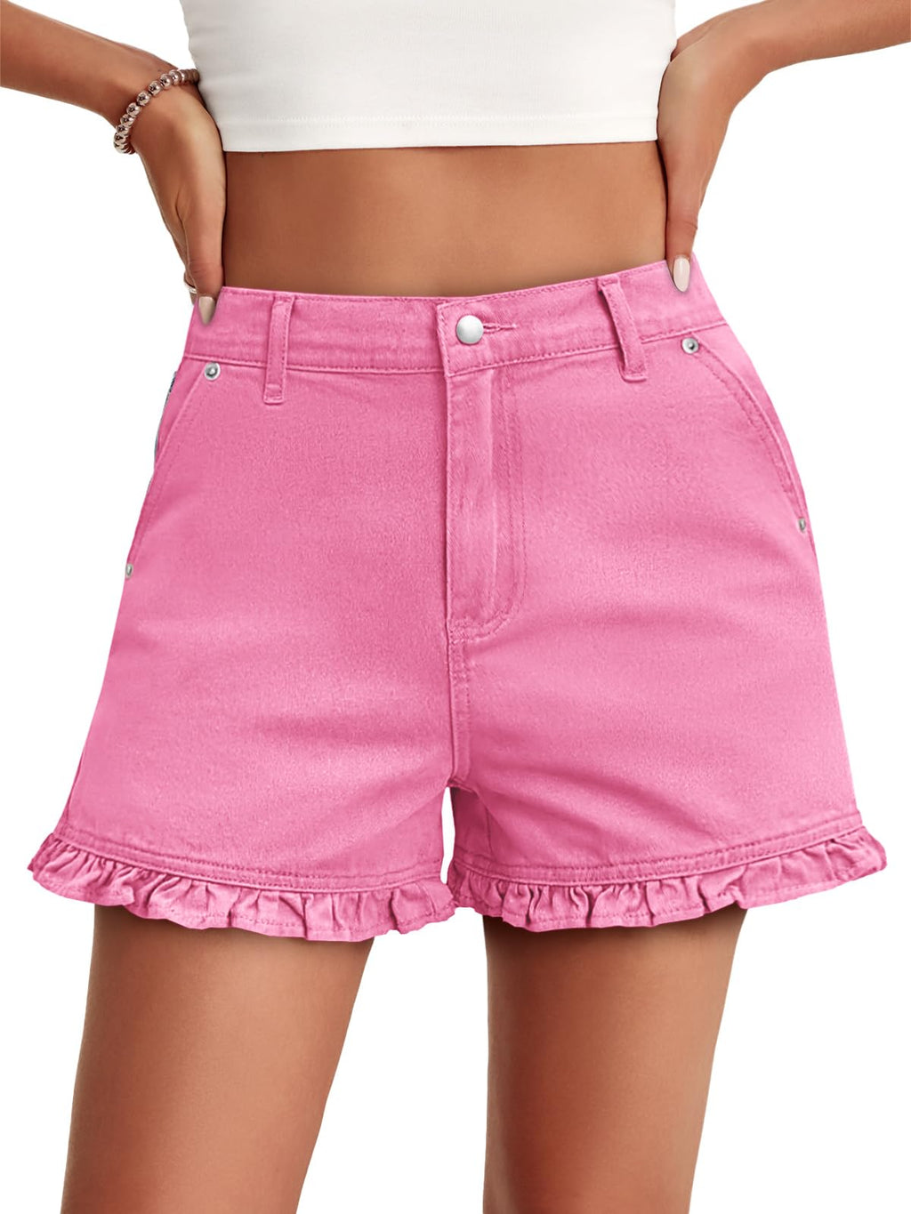 ⏰Hot Sale-Women's Summer Ruffled High Waisted Denim Shorts