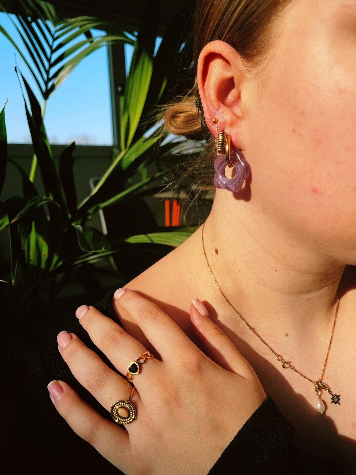 Livia - Ring - Natural Stone - Stainless Steel - Adjustable